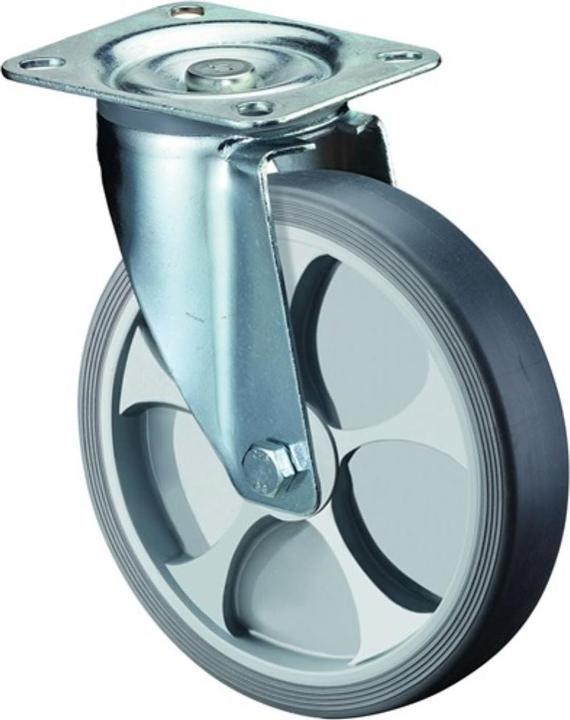 Actual product image BS Rollen Swivel castor wheel dm 200 mm load cap. 220 kg thermoplastic plastic panel L135xW109 mm