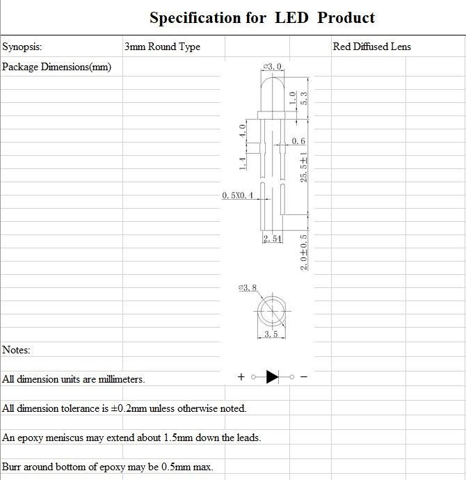 Actual product image OEM 30 Pcs. LED Red 3mm