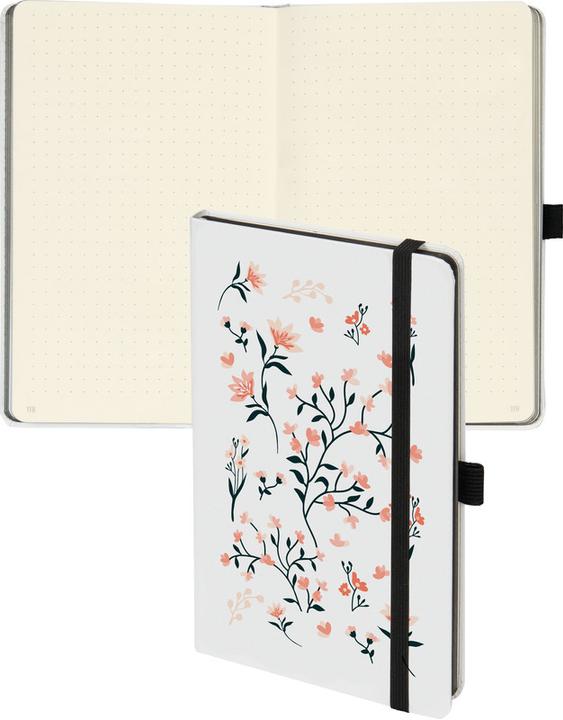 Image du produit Biella Cahier KompagnonWhiteTrend 584533.77 Fleur, pointillé 12.5x19.5cm (12,5 x 19,5 cm, Pointillés, Couverture rigide)