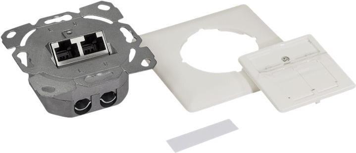 Produktbild LogiLink Cat.6A Netzwerkdose UP 2 x RJ45 geschirmt, reinweiss, senkrechte Kabelzuführung