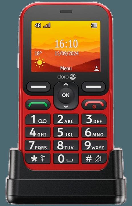 Actual product image Doro Leva L10, Bar, Single SIM, 6.1 cm (2.4"), 2 MP, 1150 mAh, Red (2.40", 2 Mpx, 4G)