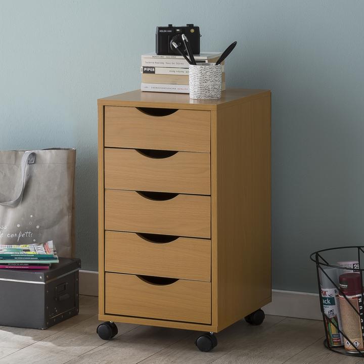 Actual product image FineBuy Roll container wood veneered beech