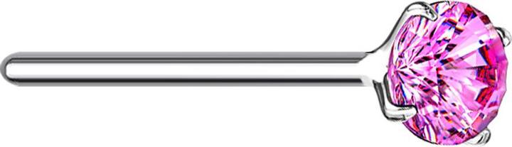 Star Piercing Nasenstecker biegen silber runder Kristall fuchsia gefasst (ohne Messing, 925 Sterlingsilber)