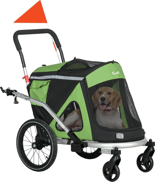 PawHut Hundeanhänger Oxfordstoff, Aluminium Grün