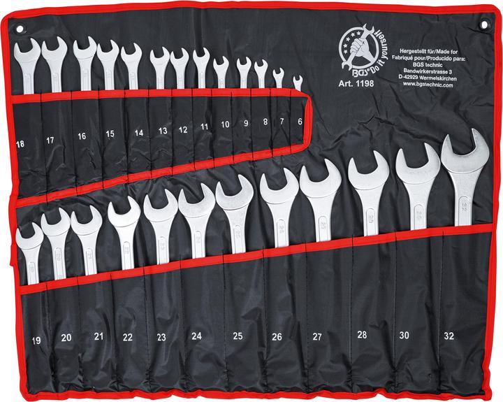 BGS Combination wrench set, 25 pieces, 6-32 mm
