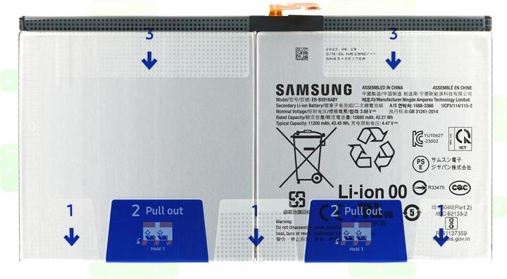 Actual product image Samsung Battery EB-BX916ABY 11200 mAh SM-X910/X916 Galaxy Tab S9 Ultra (Wi-Fi/5G) GH82-31915A