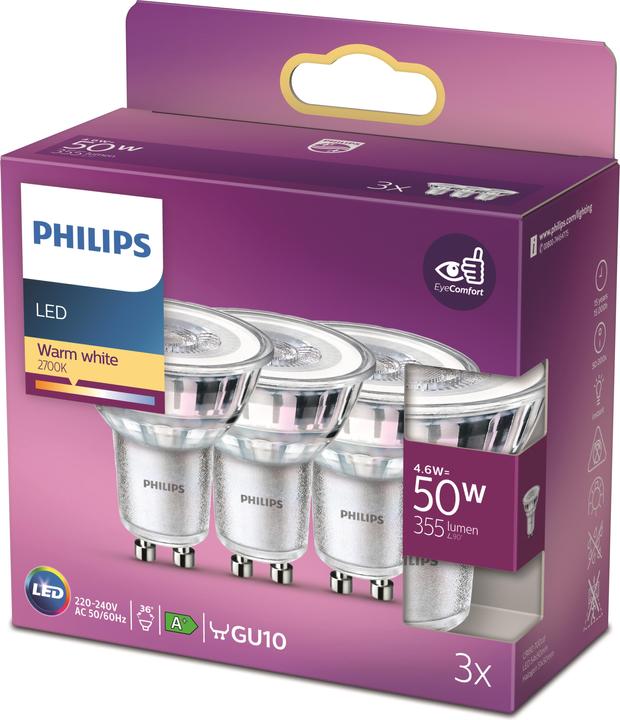 Produktbild Philips LED Spot (GU10, 4.60 W, 355 lm, 3 x, F)