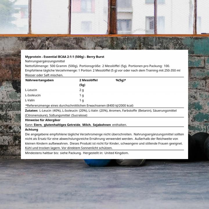 Actual product image MyProtein Essential BCAA 2:1:1 (500g bag) (Berry, 1 x)