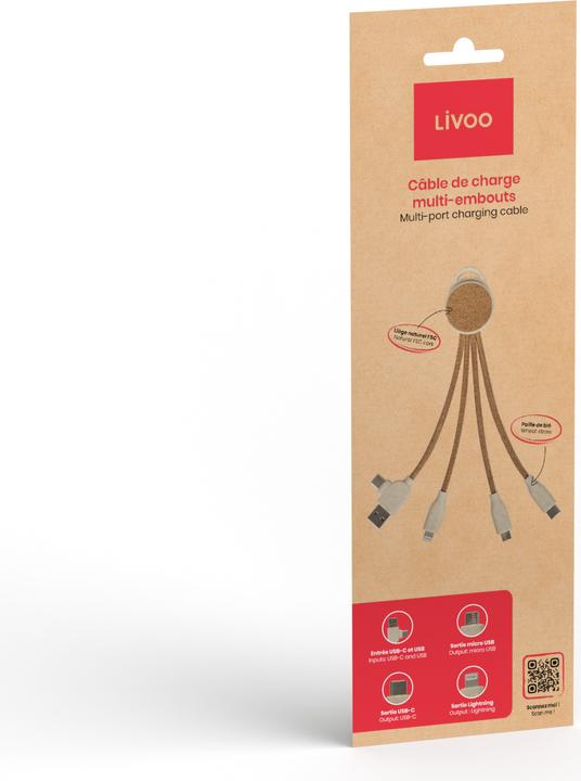 Produktbild Livoo Ladekabel mit mehreren Endstücken (0.15 m, USB 3.2 Gen 1, 10 W)