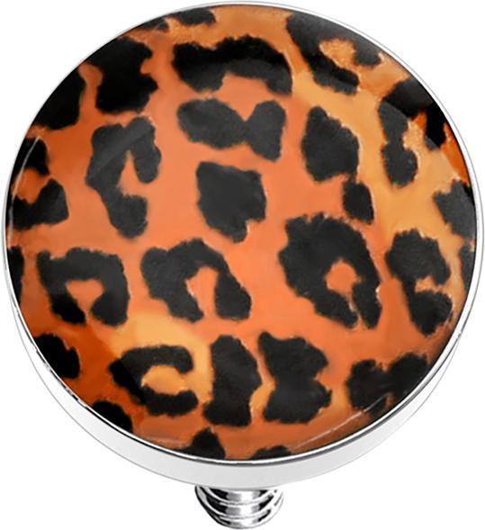 Star Piercing Dermal Anchor Scheibe mit Leopardenmuster orange (ohne Messing, Chirurgenstahl 316L)
