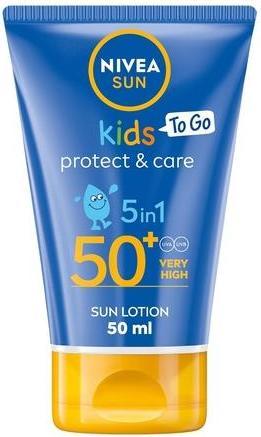 Actual product image NIVEA Kids Protect and Care SPF 50+ Lotion Water-Resistant Sunscreen Highly Effective UVB UVA Protection (Suntan cream, SPF 50+)