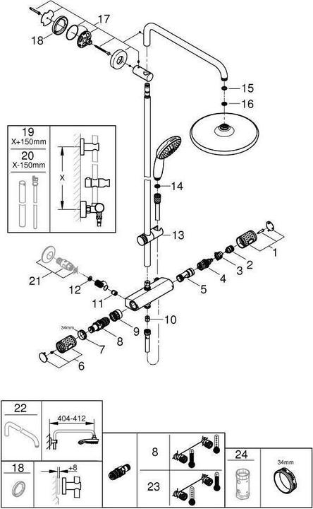 Immagine prodotto Grohe Vitalio Start System 250 Duschsystem mit Thermostatbatterie und Vitalio Start 110 Handbrause, inkl.
