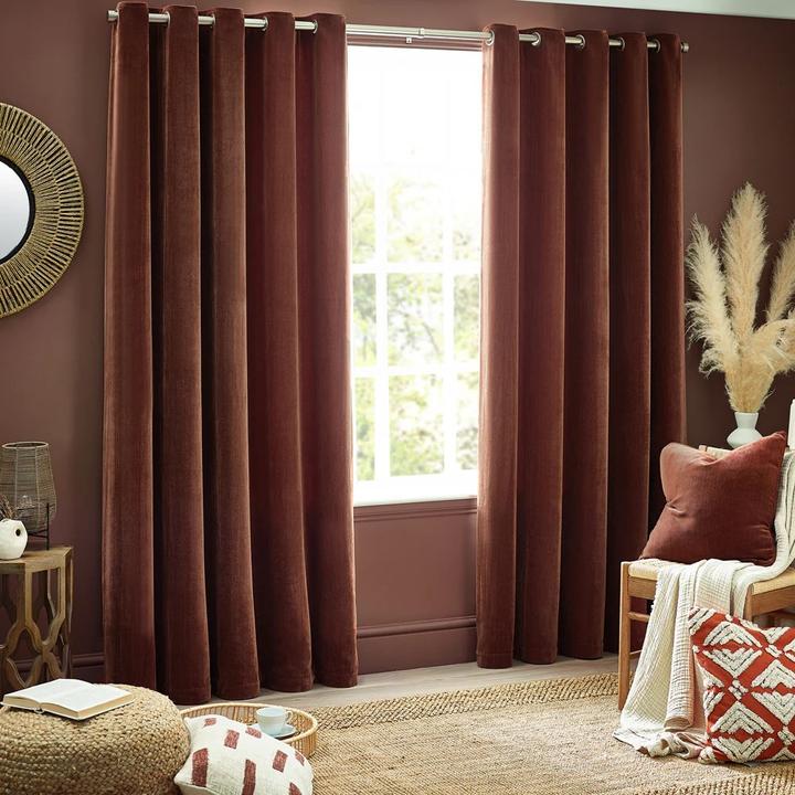 Actual product image Yard Chenille Velvet Eyelet Curtains (229 x 137 cm)