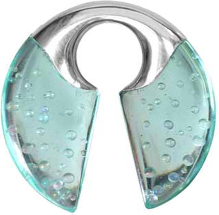 Star Piercing Ohrgewicht Schlüsselloch silber Ozean Epoxy aqua (Organisch, Messing)