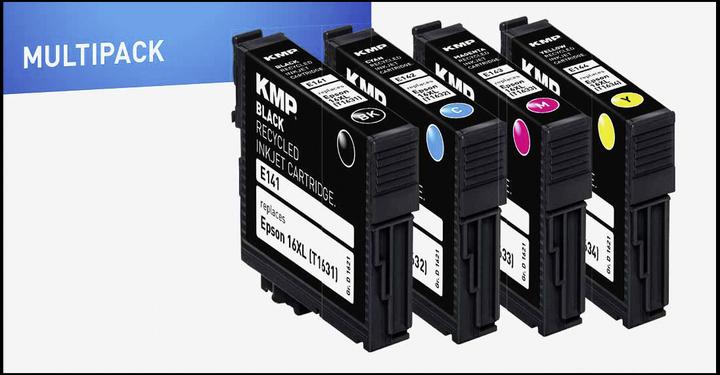 Actual product image KMP E141V Multipack BK/C/M/Y compatible with Epson T 163 (M, C, Y, FC)