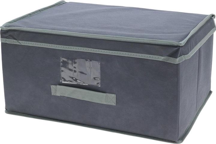 Produktbild Storage Solutions 4er-Set Aufbewahrungsbox mit Deckel & Henkel, faltbar, 44 x 22 x 33 cm, grau (32 l)
