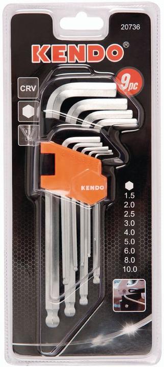 Image du produit Kendo Jeu de clés mâles coudées à six pans avec tête sphérique
