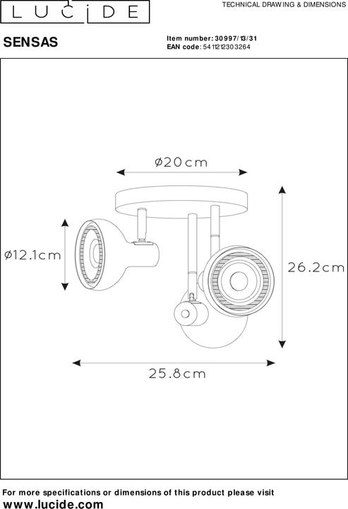 Produktbild Lucide SENSAS - Deckenstrahler - Ø 25,8 cm - 3xES111 - Grün 30997/13/33 (GU10)