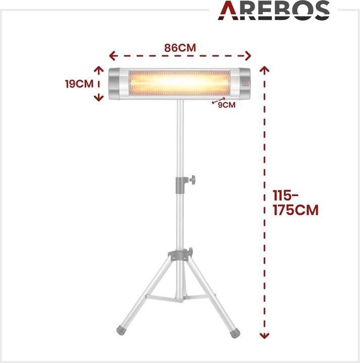 Produktbild Arebos Infrarot Heizstrahler mit Fernbedienung (2500 W)