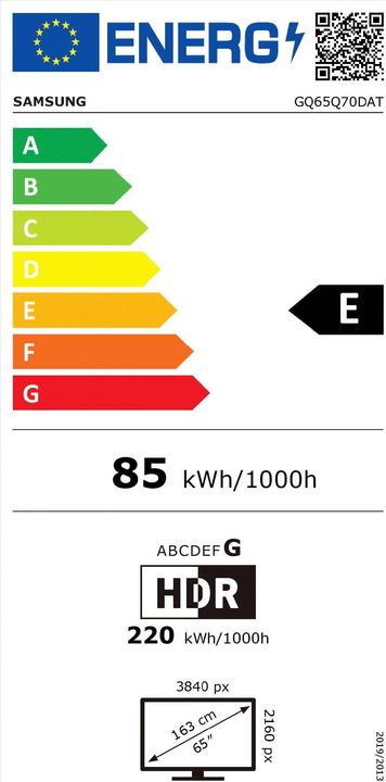 Energy Label Samsung GQ65Q70DAT (65", Q70D, QLED, 4K, 2024)