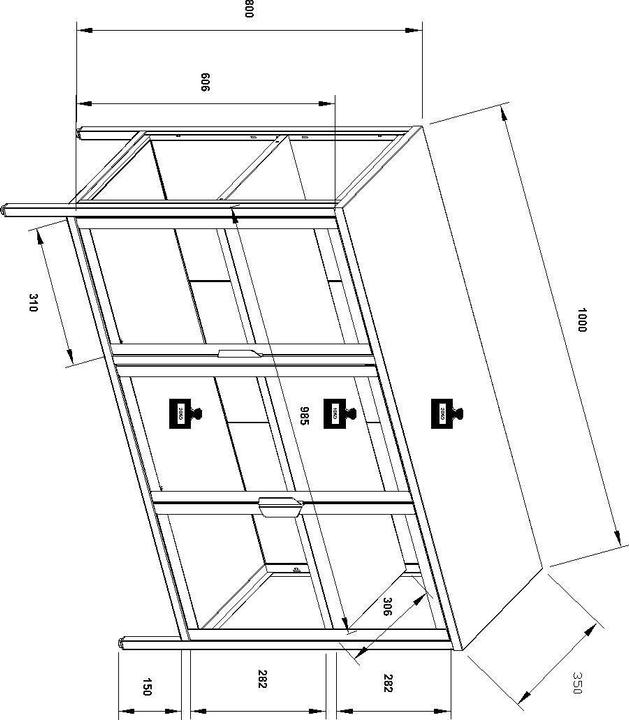 Produktbild VCM Stahl Glas Vitrine Sideboard Floka L (110 x 35 x 80 cm)