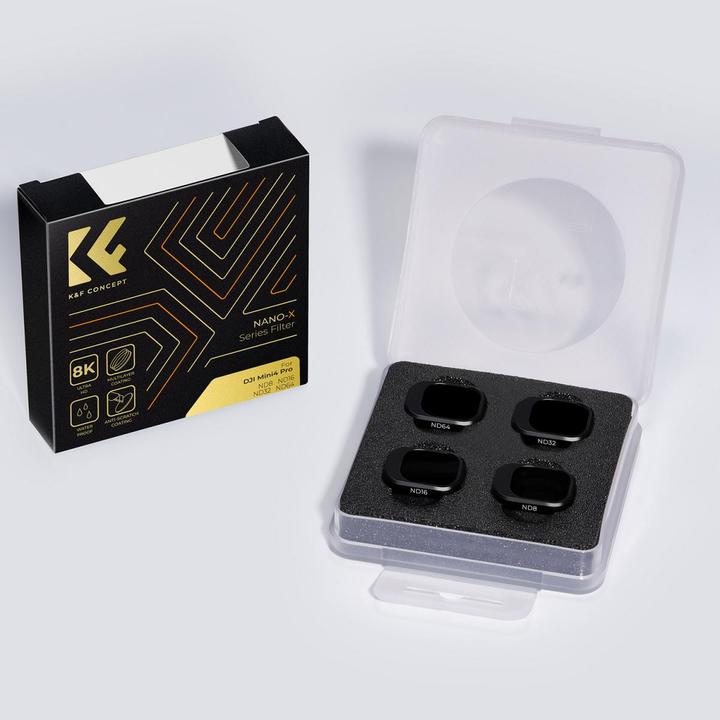 Produktbild K&F Concept 4pcs Filter Kit, ND8+ND16+ND32+ND64, HD, Anti-Reflection Green Coating, Waterproof and Scratch Resis (Drohnen Filter, DJI Mini 4 Pro)