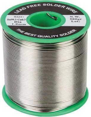 Image du produit Velleman Lead-Free Solder Sn 99.3% Cu 0.7% 1mm 500G (Pièce de rechange)