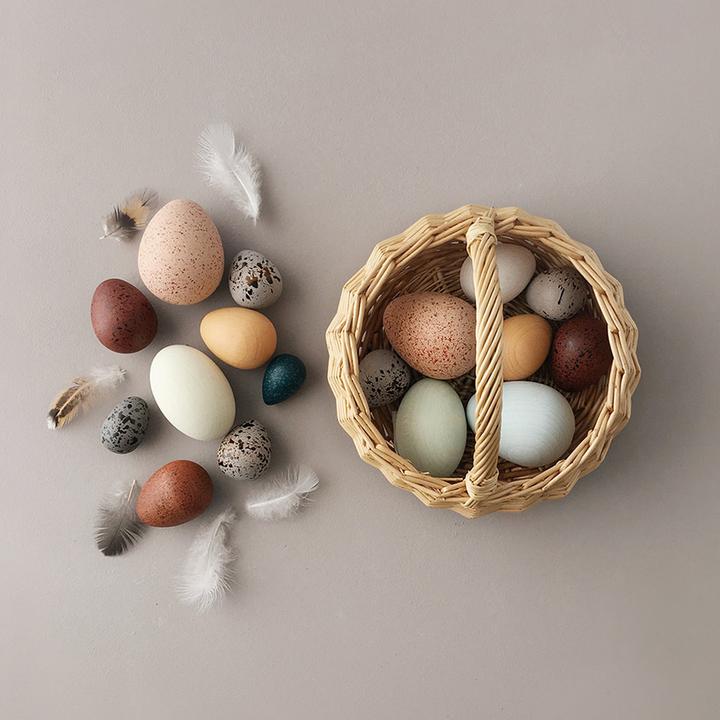 Image du produit Moon Picnic Oeufs d'oiseaux en bois dans un panier