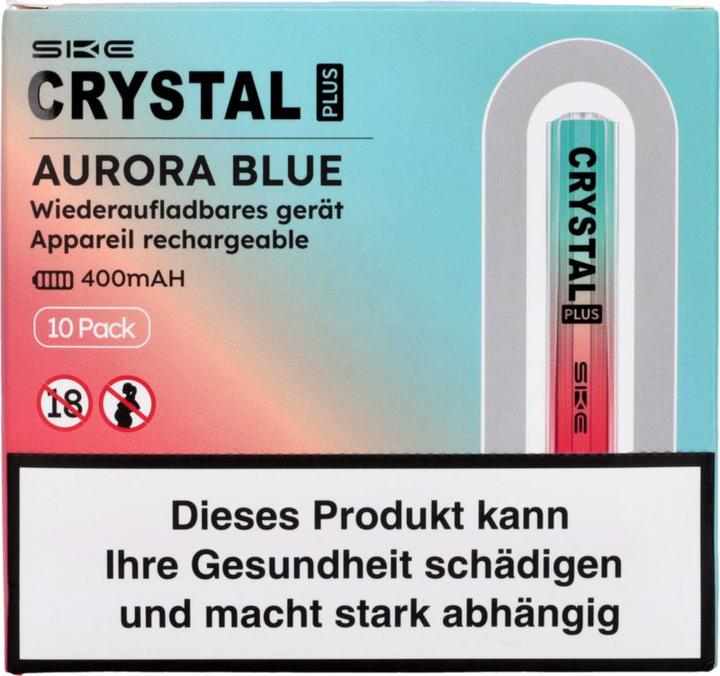Actual product image SKE Crystal Plus Rechargeable Vaporiser with Type C Cable, Aurora Blue