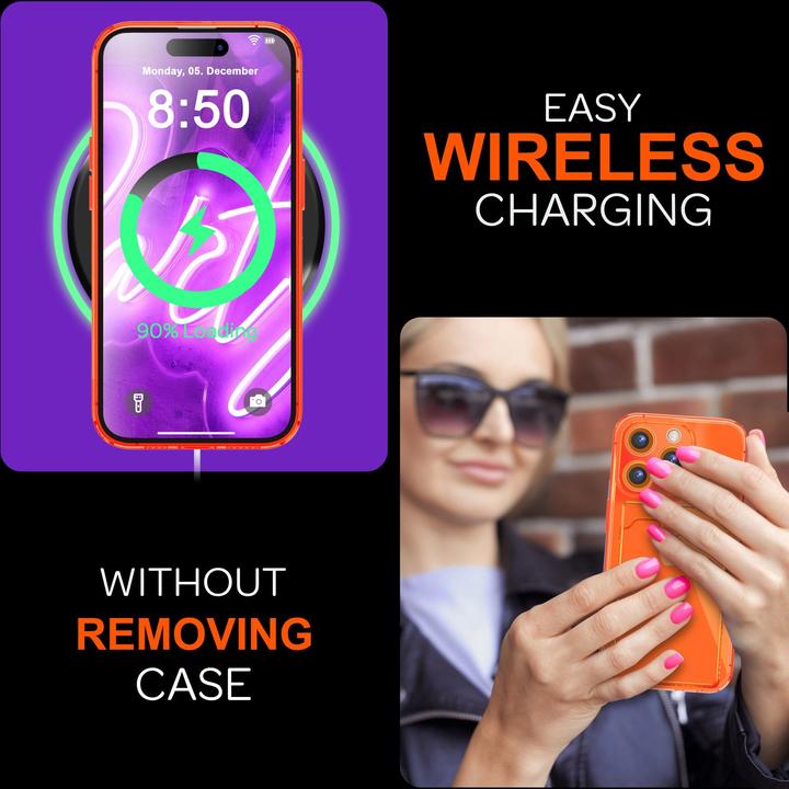 Produktbild Nalia Klar Transparente Neon Silikon Hülle Kartenhalter (Apple iPhone 16 Pro)
