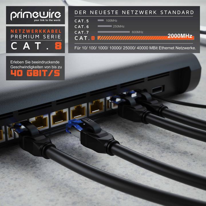 Produktbild Primewire CAT 8.1 Netzwerkkabel 40 Gbits - LAN Kabel Patchkabel - CAT 8 Gigabit Ethernet Cable - RJ45 Stecker (S/FTP, CAT8.1, 7.50 m)