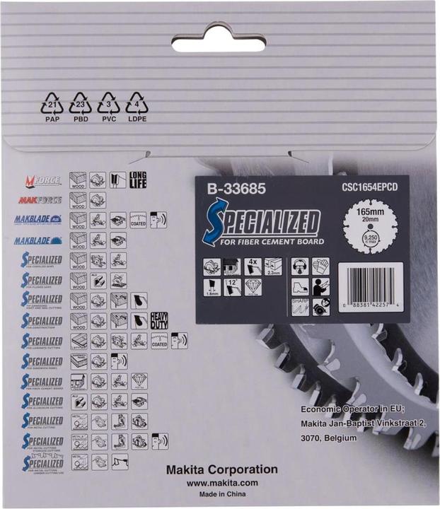 Productafbeelding Makita SPECIALIZED zaagblad 165x20x4Z (B-33685).