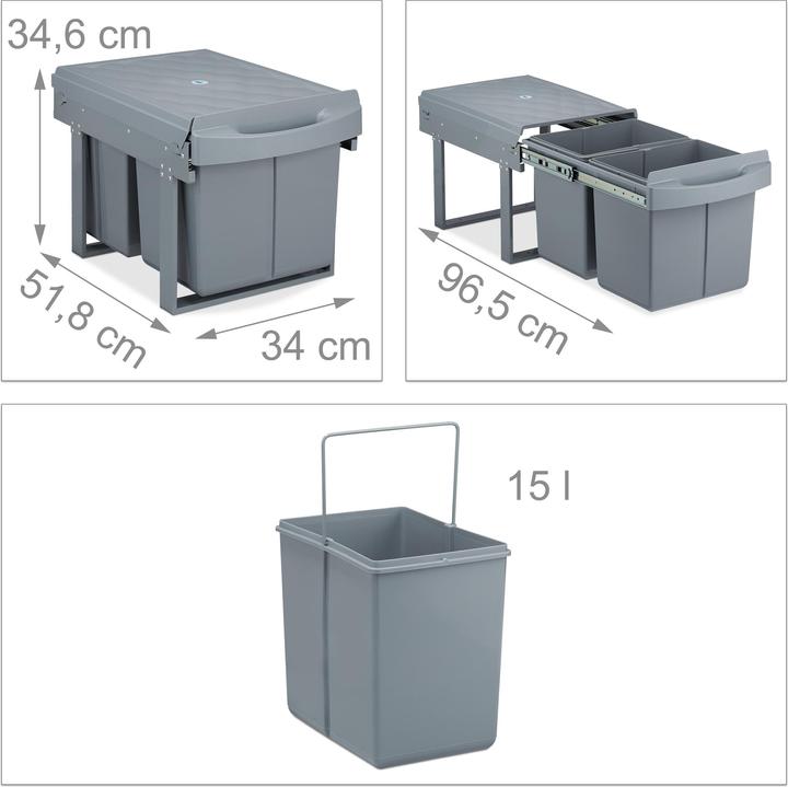Actual product image Relaxdays Recessed trash can L (15 l)