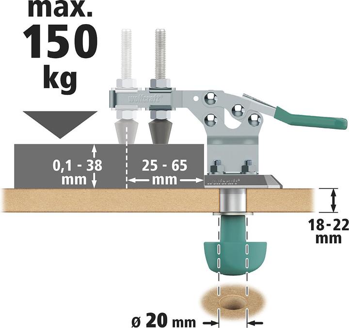 Produktbild wolfcraft wolfcraft 1 Mobiler Schnellspanner (38 mm)