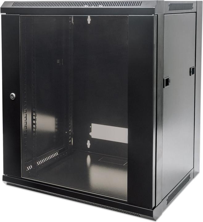 Intellinet 19 Zoll Wandgehäuse 19" Wandverteiler, 9HE, 450mm tief, schwarz (9 HE, 19 Zoll Rack)