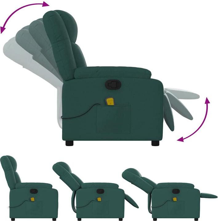 Image du produit VidaXL Fauteuil de massage vert foncé Tissu,Couleur : vert foncé,Matériaux