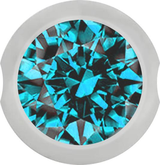 Star Piercing Ball Closure Kugel silber mit Kristall aqua (Chirurgenstahl 316L, ohne Messing)