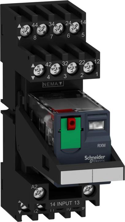 Image du produit APC Relais miniature enfichable RXM, 4 inverseurs, AC, 24V, 6A, borne à vis