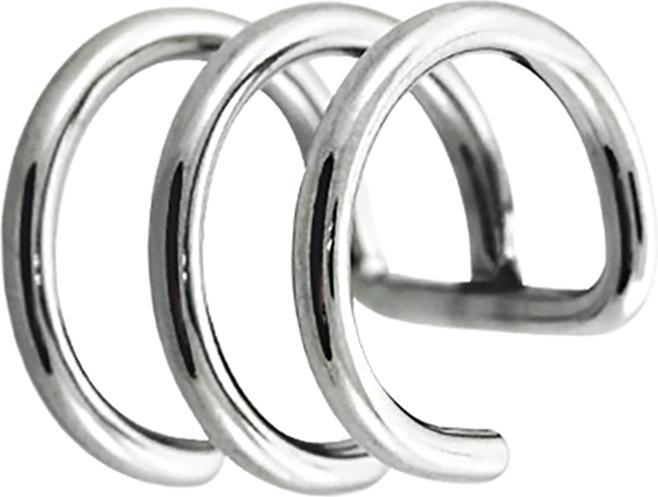 Star Piercing Fake Ear Cuff silber mit 3 Ringen (Chirurgenstahl 316L mit Kristall)