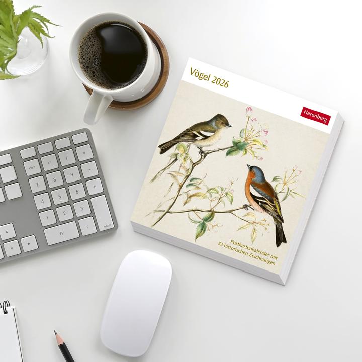 Actual product image Harenberg Vögel Postkartenkalender 2026 - Postkartenkalender mit 53 historischen Zeichnungen (Hardcover, German)