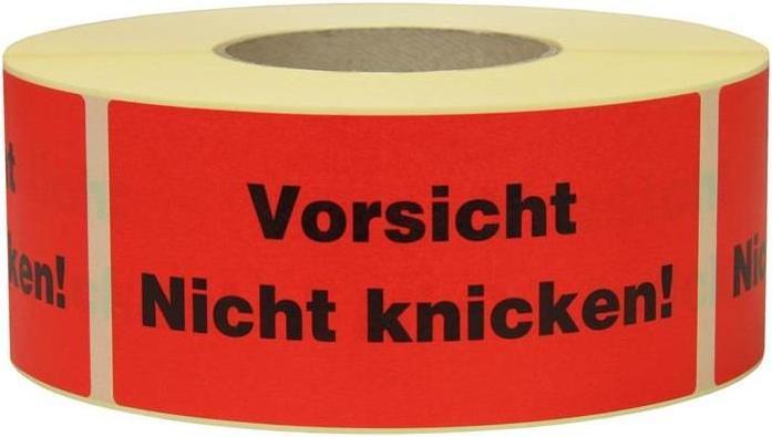 Image du produit Transpak Étiquette d'avertissement Dimensions 145x70mm Papier rouge Attention Ne pas plier