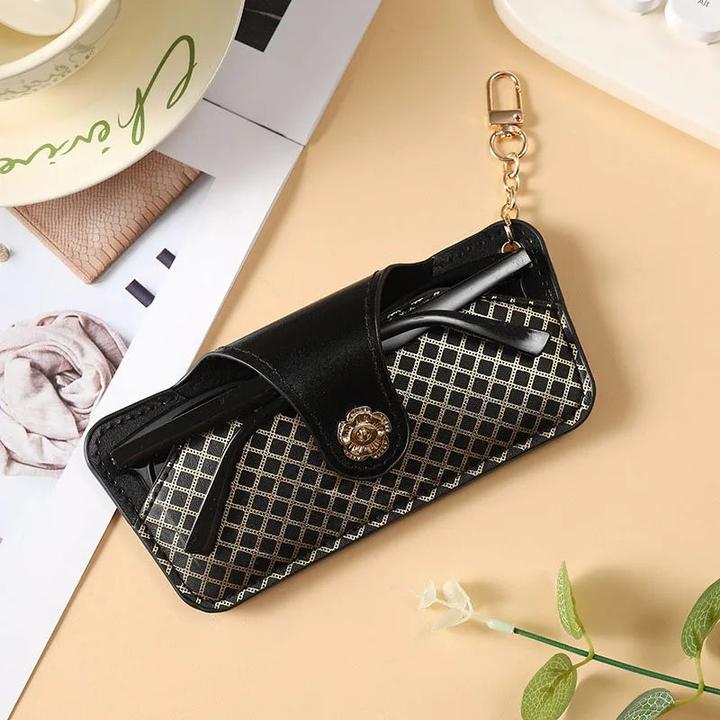 Only-Bags.Store Houndstooth gedruckt Brillenhalter mit Schlüsselanhänger, Vintage Brillenetui, tragbare