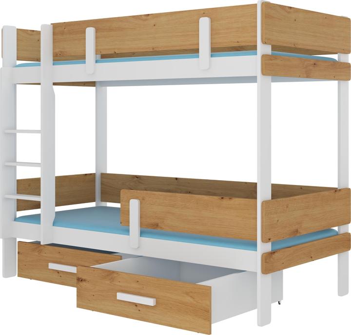 Produktbild ADRK Furniture Doppelstockbett mit ETIONA 200x90 Matratzen (200 x 90 cm)