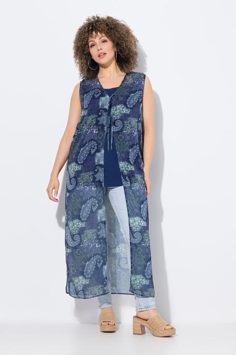 Produktbild Ulla Popken Longbluse, Patchmuster, A-Linie, ärmellos (60)