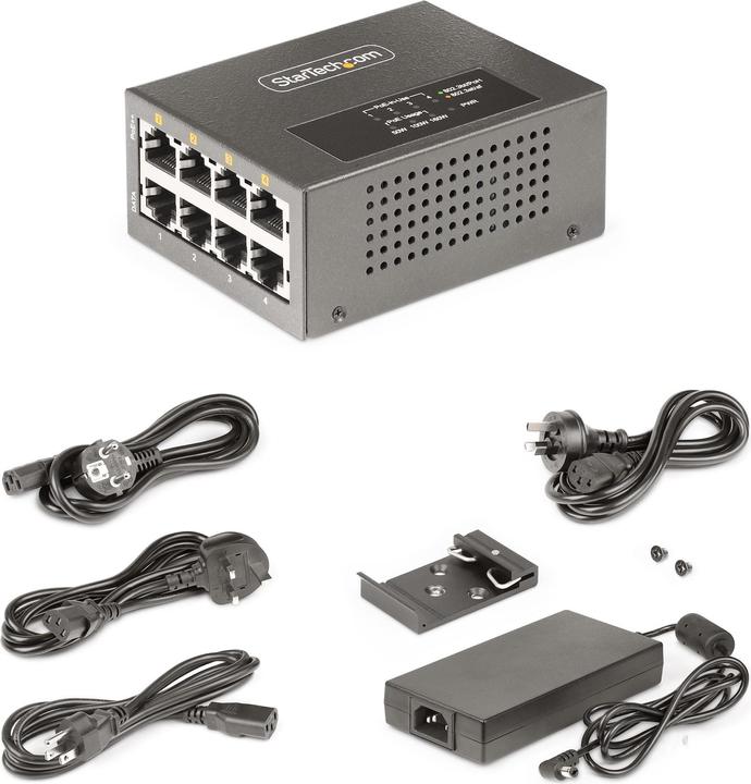 Immagine prodotto StarTech COM Iniettore PoE++ multi-Gigabit a 4 porte 5/2.5G Ethernet NBASE-T PoE/PoE+/PoE++ 802.3af/802. (802.3bt (PoE+++), 160 W)