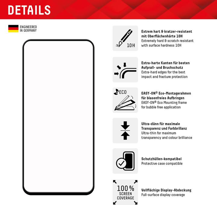Actual product image Displex Real Glass, Full Cover Panzerglas (1 Piece, Samsung Galaxy S23 FE)