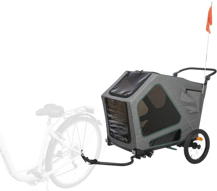 Actual product image Trixie Bicycle trailer M, 71×95×85/138 cm, grey/sage (Dog, Reflectors, Lockable)