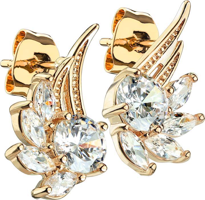 Star Piercing Ohrstecker rosegold Engelsflügel mit Kristall (Chirurgenstahl 316L, Messing)