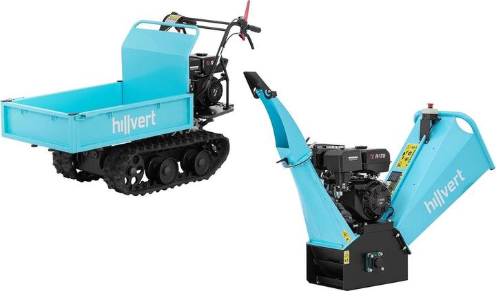 Produktbild Hillvert Gartenhäcksler Häcksler Schredder Holzhäcksler Benzin 15 PS 3600 U/min auf Raupe