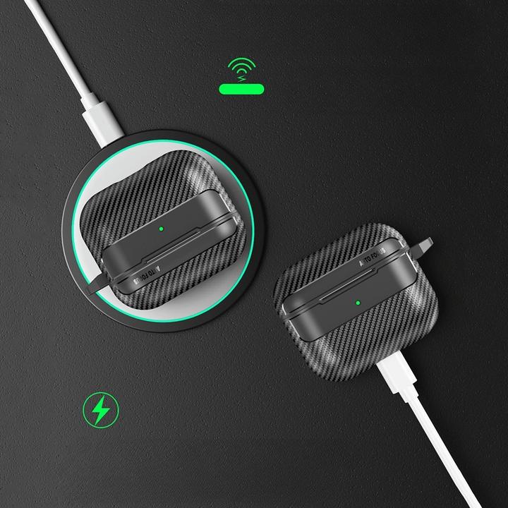 Produktbild Cover-Discount Airpods Pro / 3 - Silikoncase Carbon Look grün (Kopfhörer Hülle)
